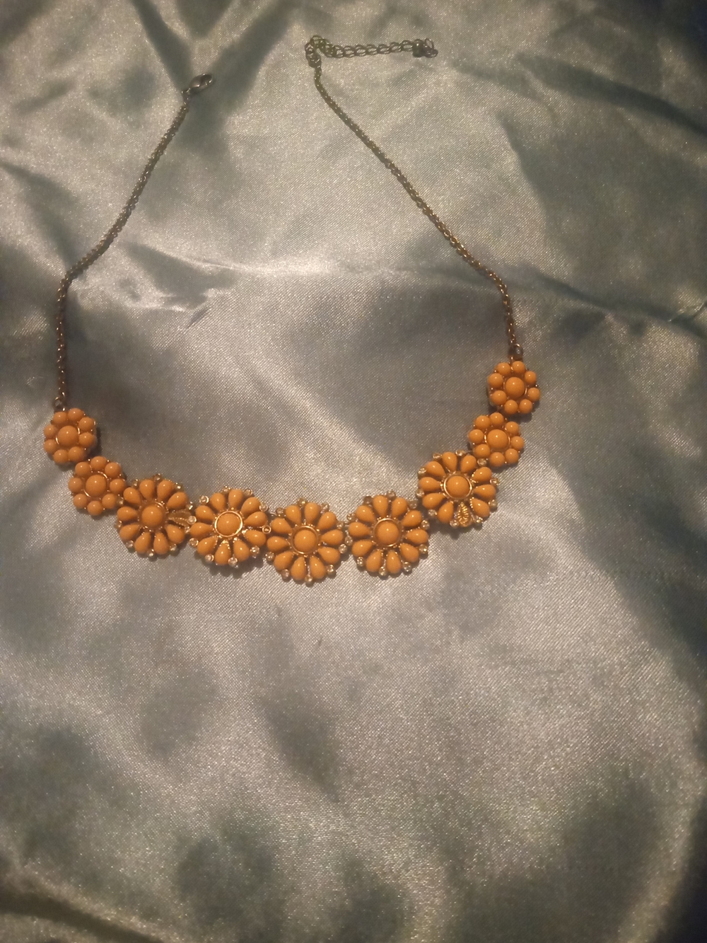 Daisy Cluster Statement Necklace - Peachy Orange
